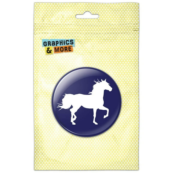 Horse Silhouette Wild Mane Trotting Navy Refrigerator Button Magnet