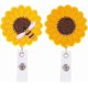 thumbnail image 1 of Porta credencial retráctil con diseño de girasol para enfermería, paquete de 2, con clip y correa reforzada., 1 of 7