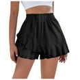 thumbnail image 3 of Shorts for Women 2026 Summer Elastic High Waist Ruffle Hem Flowy Boho Casual Beach Cover Up Shorts Skorts, 3 of 5