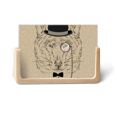 thumbnail image 1 of Estilo británico suave Wolf con sombrero pajarita de cristal patron animal ilustración Pantalla de escritorio fotográfica de madera, 1 of 4