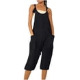 thumbnail image 2 of lcziwo Rompers for Women Loose Eyelet Embroidery Adjustable Strap Short Overalls Summer Casual Comfy Jumpsuits with Pockets 2025 Beach Vacation Outfits, 2 of 5
