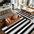 thumbnail image 5 of Black Grey White Stripe 2.7x5 Area Rugs, Farmhouse Modern Art Striped Non-Skid Rubber Backing Large Rectangle Rugs - Living Room Bedroom Home Office, Indoor Floor Mat Carpets Washable Rug, 5 of 9