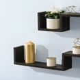 thumbnail image 3 of Danya B S Shape Wall Mount Floating Shelf - Set of 2 Shelves in Espresso Brown, 3 of 6