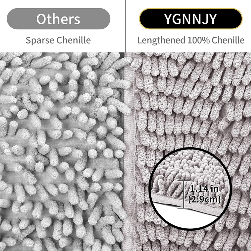 Extra Large Plush Microfiber Non Slip Soft Bathroom Rug, Absorbent Machine Washable Chenille Bath Mat | Quick Dry Carpet, Great for Bath, Shower, Bedroom, or Door Mat (36"x24")