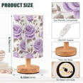 thumbnail image 3 of Purple Rose Flowers Bedside Table Lamp LED Warm Lights with USB Charging Port Retro Cylinder Desk Lamps, 3 of 7