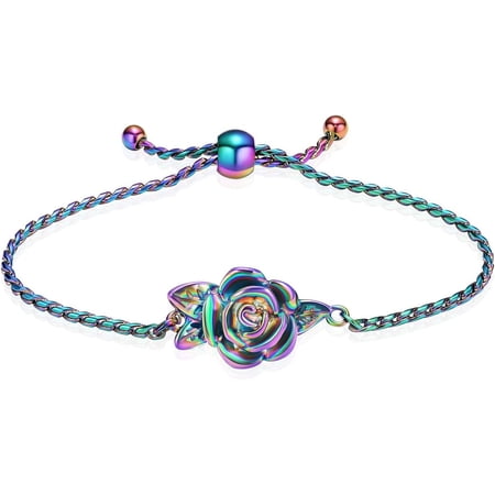 Rose Flower Urn Bracelet for Ashes for Women Cremation Urn Jewelry for Ashes Adjustable Memorial Keepsake Rose Bracelet Urn Bangle Ashes Holder Keepsake Pendant Locket Bracelet