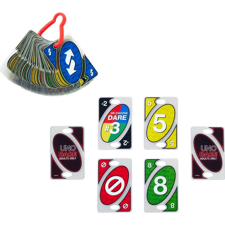 UNO Dare Adults Only Card Game, 2-10 Players, Waterproof Cards and Dice for  Game Night