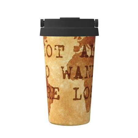 

Fuzoiu Not All Those Who Wander Are Lost2 Print Stainless Steel Travel Mug Vacuum Insulated Coffee Travel Mug Reusable Coffee Cup for Hot and Cold