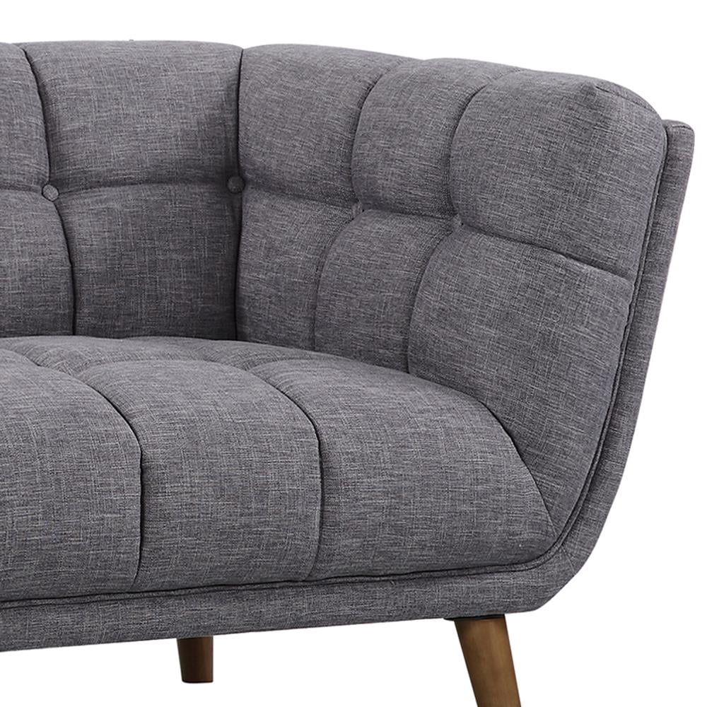 Phantom Dark Grey Loveseat Tufted Back Walnut Legs