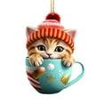 thumbnail image 2 of Cat Christmas Tree Ornaments 3D Printed Small Kitten Hanging Pendants for Home Acrylic Cute Xmas Decorations for Cat Lovers Gifts Car Backpacks Holiday Party Decor (A), 2 of 7