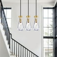 thumbnail image 6 of Teardrop Pendant Light, Clear Glass Kitchen Island Lighting Fixtures with Warm LED Bulbs, Modern Raindrop Chandelier for Living Room, Dining Room, Hallway, and Porch, 6 of 7