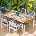 thumbnail image 2 of Happy Easter Table Cloths for 3 Foot Rectangle Tables, Bunny Eggs Spring Mushrooms Plants Brown Plaid Patio Waterproof Elastic Fitted Tablecloths, Washable Rectangular Table Cover for Camping, 2 of 8