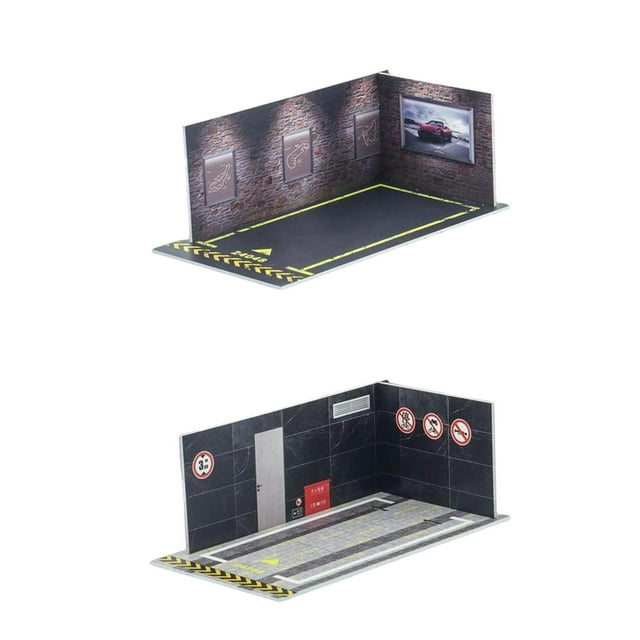 Yinanstore 3 Piece PVC 1/24 Scale Car Model Diorama Parking Scenery Car Garage Simulation Scene Present Garage Model Background Easy Assemble
