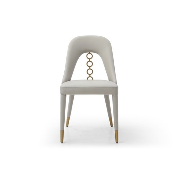 Whiteline DC1710P-LGRY-GLD Modern Living Liza Dining Chair, Light Gray & Gold