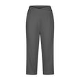 thumbnail image 5 of Lenpel Capri Pants For Women Crossover High Waisted Stretchy Pull on Business Casual Work Cropped Pants Yoga Capris Trousers, 5 of 6