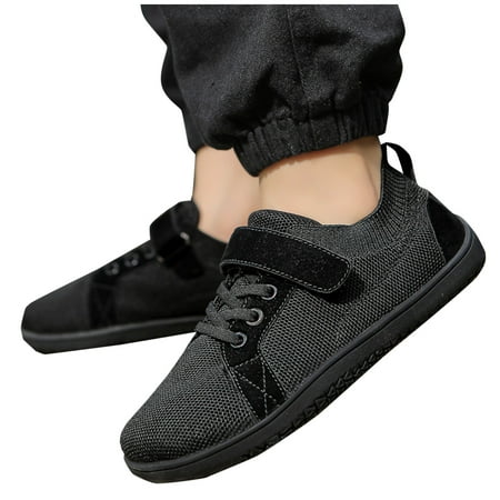 Women Sports Shoes Mesh Flats Shoes Breathable Slip on Shoes Casual Black and White Flats Comfortable Walking Shoes Black 34