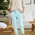 thumbnail image 6 of IDALL Capri Pants Sweatpants Women Fashion Solid Color Elastic Long Pants Leisure Trousers Hiking Pants Women Summer Pants Light Blue 2XL, 6 of 7