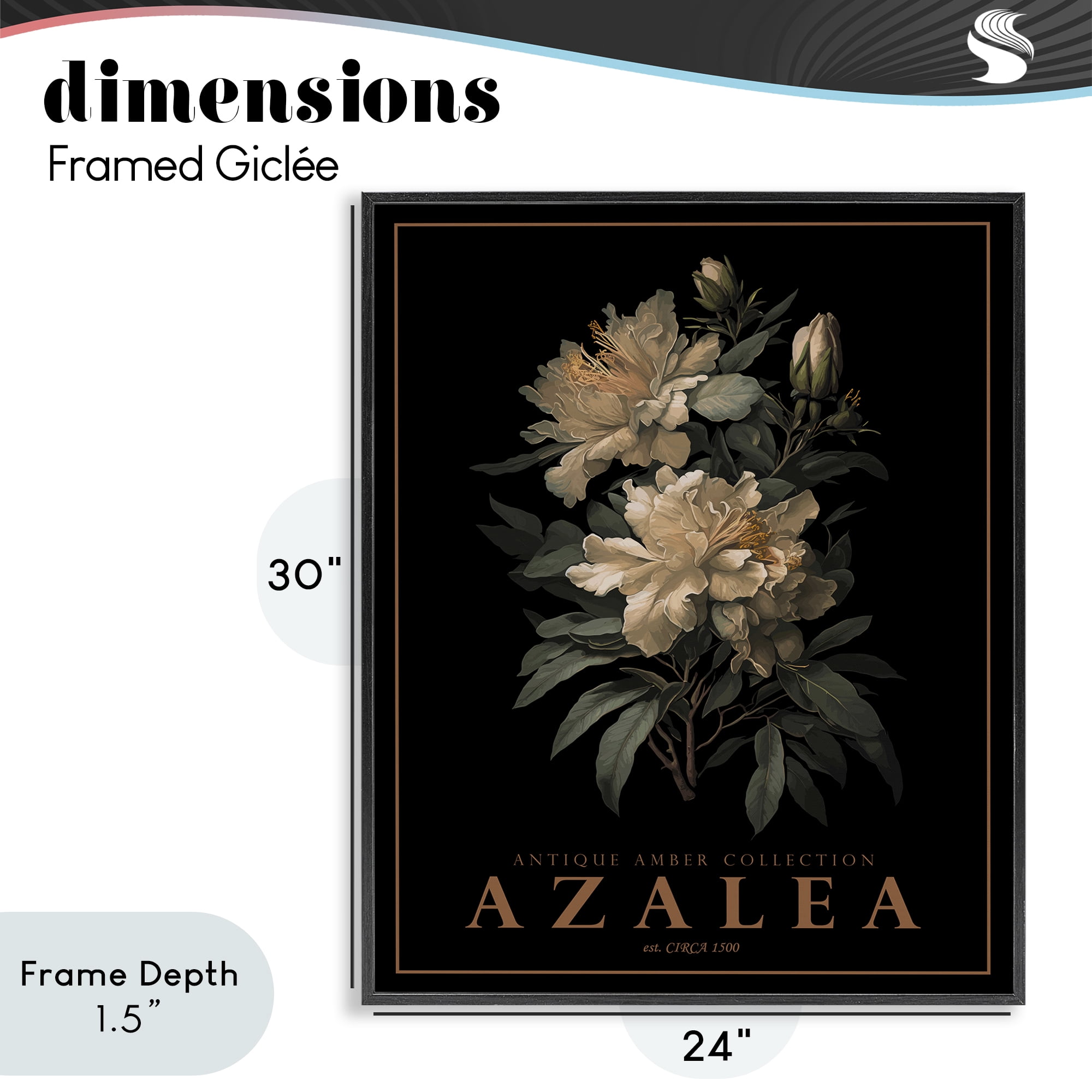 Stupell Industries Antique Azalea Bushel Black Framed Giclee Art, design by Christopher Giampietro