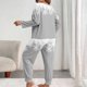 thumbnail image 4 of Conjunto de pantalones y blusa de poliéster para mujer, de manga larga, con estampado de moda, informal, para estar en casa, talla grande, 4 of 4