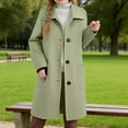 thumbnail image 2 of LIJCC Girls Wool Dress Coats Fall Winter Notch Lapel Pea Coat Elegant Overcoat Single Breasted Long Trench Coats with Pockets Winter Warm Jacket Pea Coats, 2 of 6