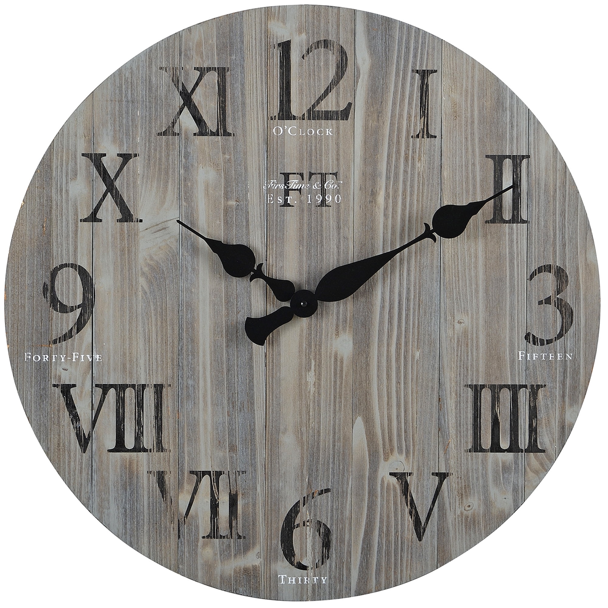FirsTime & Co. Gray Rustic Barn Wood Wall Clock, Farmhouse, Analog, 24 x 2 x 24 in