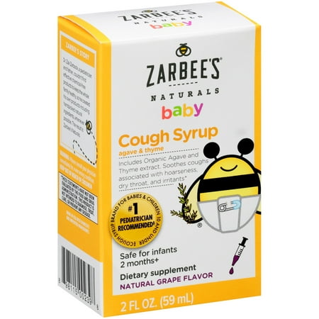 Zarbee's Naturals Baby Cough Syrup with Agave & Thyme , Natural Grape Flavor, 2 Fl. Ounces (1 Box)