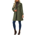 thumbnail image 2 of INSPIRE CHIC Women's Faux Suede Notched Lapel Strap Cuff Solid Double Breasted Tie Belt Trench Coats L Army Green, 2 of 5