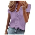 thumbnail image 2 of Rezuofi 1 Pcs Womens Dressy Casual Tops Ruffle Short Sleeve V Neck Shirts Elegant Business Work Blouse, 2 of 6