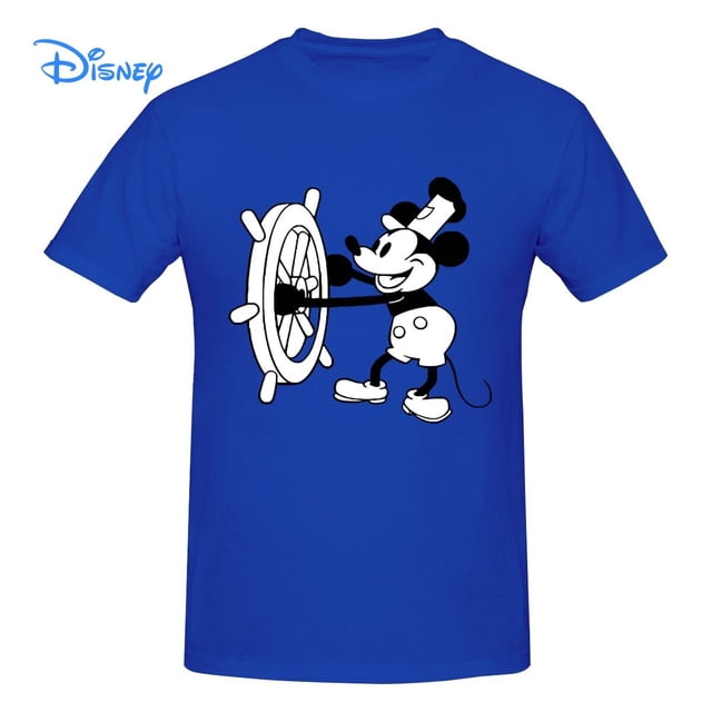 Disney Mickey Mouse Steamboat Willie T shirt Harajuku Short Sleeve T-shirt 100% Cotton Graphics Tshirt Brands Tee Top5XL Gao Jinjia LED