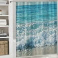 thumbnail image 6 of Creowell  Ocean Shower Curtain Blue Sea Beach, Cloth Fabric Bathroom Decor Set with Hooks White, 6 of 7