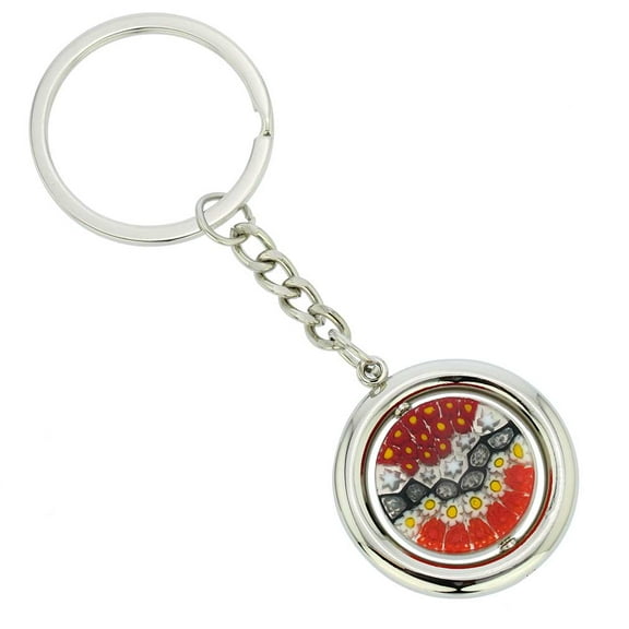 GlassOfVenice Murano Glass Millefiori Disk Keychain - Red