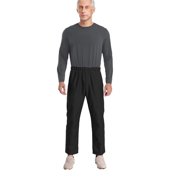 TTAO Men's Security Back-Zip Jumpsuit Long-Sleeved Dementia Clothes for Elderly Alzheimer's Incontinence Dark Gray Black XL
