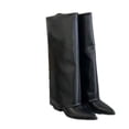 thumbnail image 4 of Botas altas de cuero grueso para Mujer, zapatos de tacón con puntero hasta la rodilla, Botas Chelsea de tendencia para Mujer, nuevos zapatos de tacón para Mujer, Botas de gladiador de nieve, 4 of 4