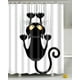 thumbnail image 1 of Promoción de venta Cortina de ducha DIY, divertido diseño de gato, con ganchos (gato negro, 150 x 180), 1 of 5