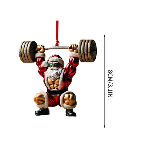 EUDIDV Xmas Ornaments Christmas Decorations Ornaments Big Christmas Tree Ornaments Ornaments For Coworkers Christmas Tree Two Pendant Decoration Double Print Fitness Muscle Santa Christmas Decorations
