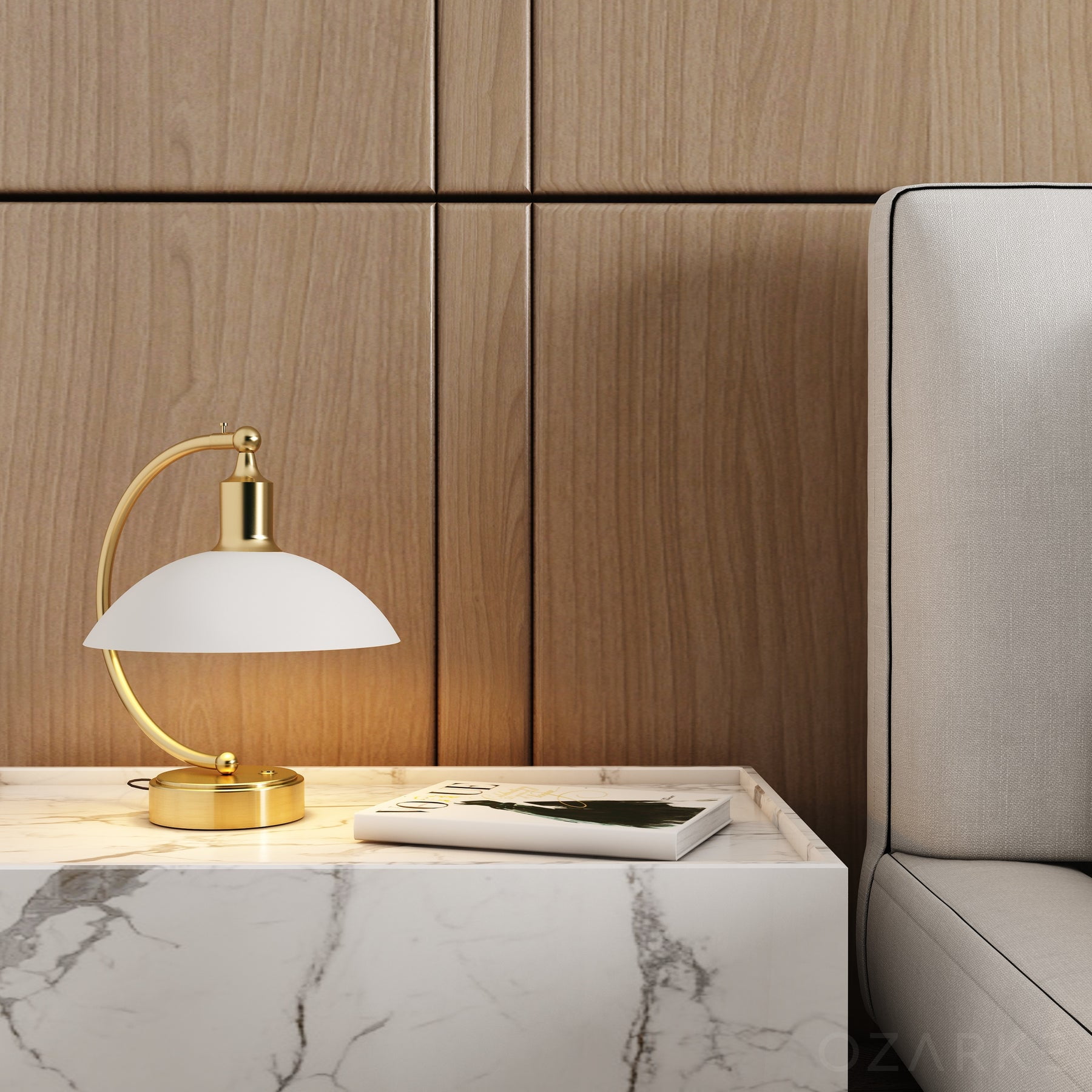 Ozarke Lotus Table Lamp - Modern Bedside Arched LED Lamp - Gold