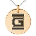 thumbnail image 1 of Stainless Steel Letter G Initial Empire Monogram Engraved Small Medallion Circle Charm Pendant Necklace, 1 of 1