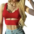 thumbnail image 2 of Camiseta sin mangas con cuello en U para mujer,Camiseta sin mangas corta para mujer Camiseta sin mangas básica ajustada Chaleco sin mangas ajustado Valor inmejorable, 2 of 6