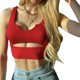 thumbnail image 1 of Mujeres corto Tank Top U cuello ahueca hacia fuera Slim equipado color puro verano sin mangas chaleco, 1 of 6