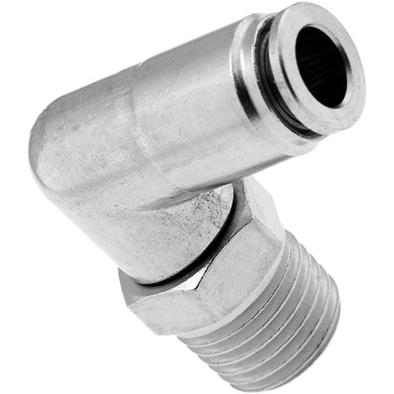 Vixen Air 1/4" NPT Male to Push to Connect (PTC) for 1/4" OD Hose Swivel Elbow VXA2424