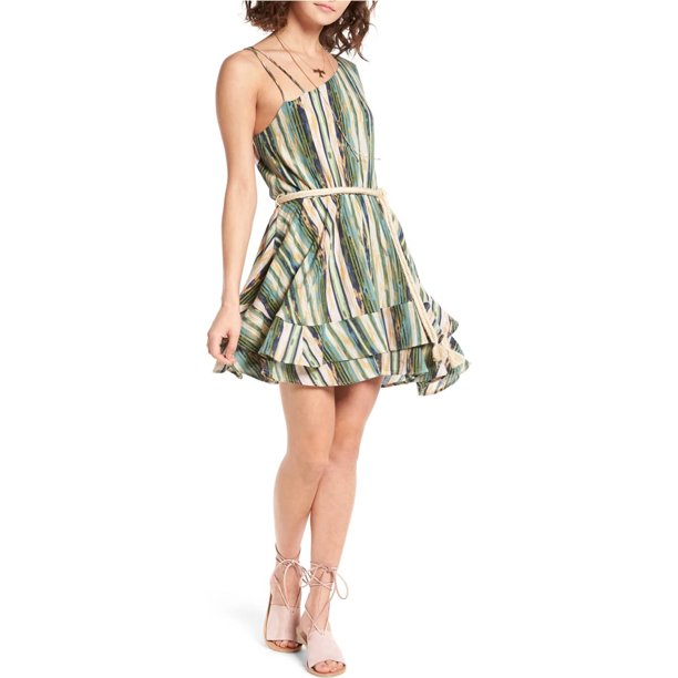 Free People Minivestido con cara en forma de corazón para mujer, verde, pequeño Free People Mini