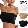 thumbnail image 2 of Miqool 3 Pack Strapless Bras for Women, Removable-Padded Seamless Wireless Push Up Bandeau Bras Non-Slip Comfort Lightly Lined Stretchy Tube Top Bralettes, 2 of 9