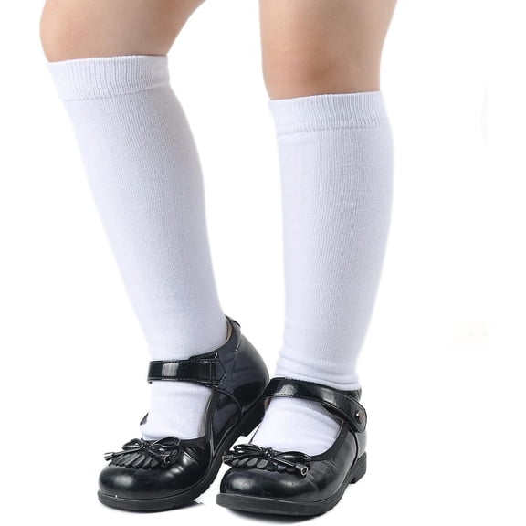 Girls Knee High Socks Seamless Cotton School Uniform Socks Plain/Cable Knee Socks Kids Boy Over the Calf Socks
