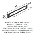 thumbnail image 5 of Amerock Medora 12-5/8 inch (320mm) Center-to-Center Rectangle Matte Black Cabinet Pull Backplate, 5 of 6