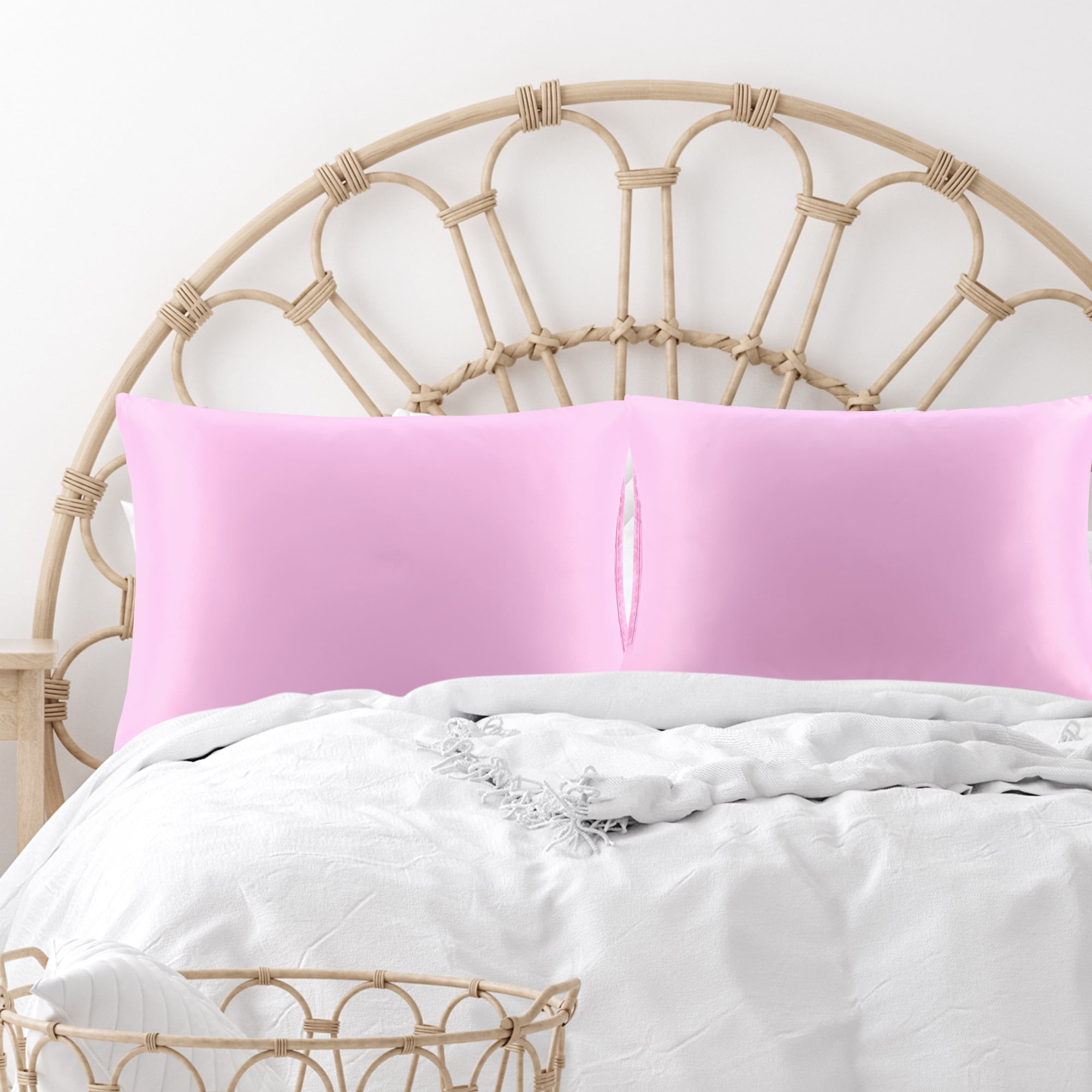 PiccoCasa 4 Pack Silk Satin Pillowcases Envelope Pillow Covers Standard Lilac