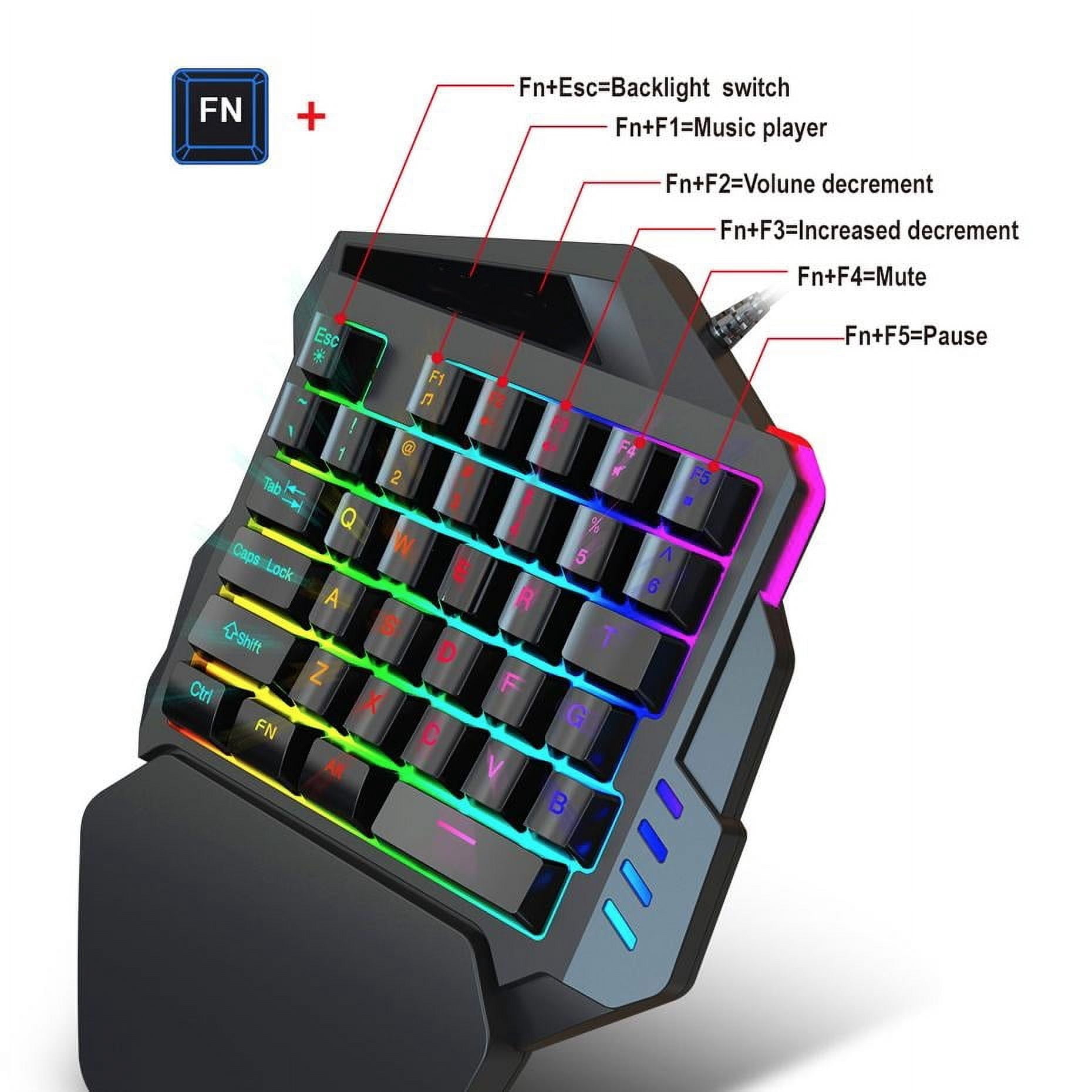 SANOXY One-Hand Gaming Keyboard With Backlight 35 Keys Keyboard For Pc Computer Android Windows