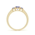 thumbnail image 2 of ANGARA Natural Three Stone Round Tanzanite Ring with Diamond Accents in 14K Yellow Gold for Women (Size-5mm) | December Birthstone, Anniversary, Jewelry Gift for Women | Natural Tanzanite Ring, 2 of 8
