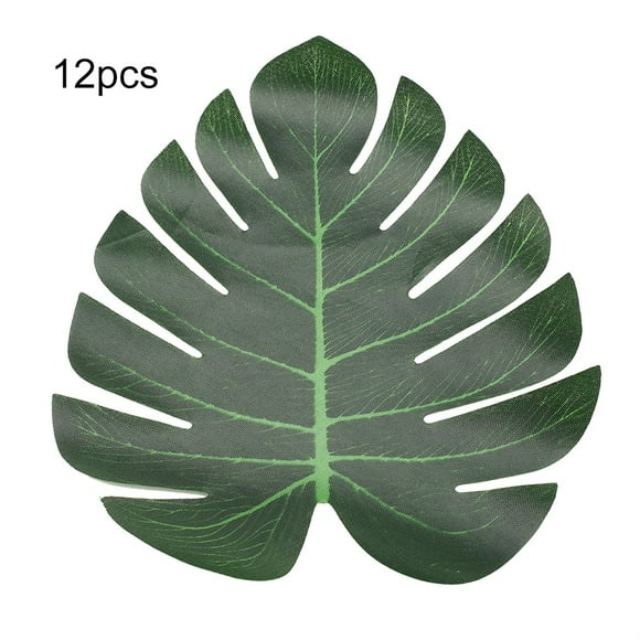 12 Pcs Large Artificial Leaves Green Palm Tree Leaf Home Party Wedding Decoration (21.5cm)