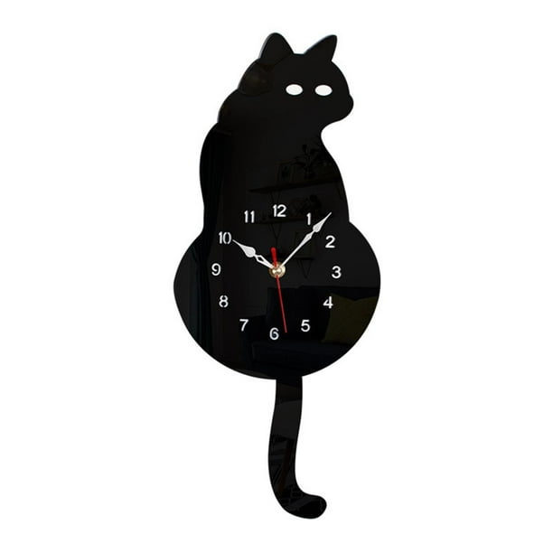 Homely Clock Cat Tail Rocking Wall Clock Funny Cartoon Cat Rocking