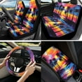 thumbnail image 2 of Yuyamidu Colorful Sunset Car Seat Covers and Steering Wheel Cover Seaside Seat Belt Strap Pad Coconut Tree Armrest Pad Keychain Lip Gloss Bag Coasters, Set of 13, 2 of 6